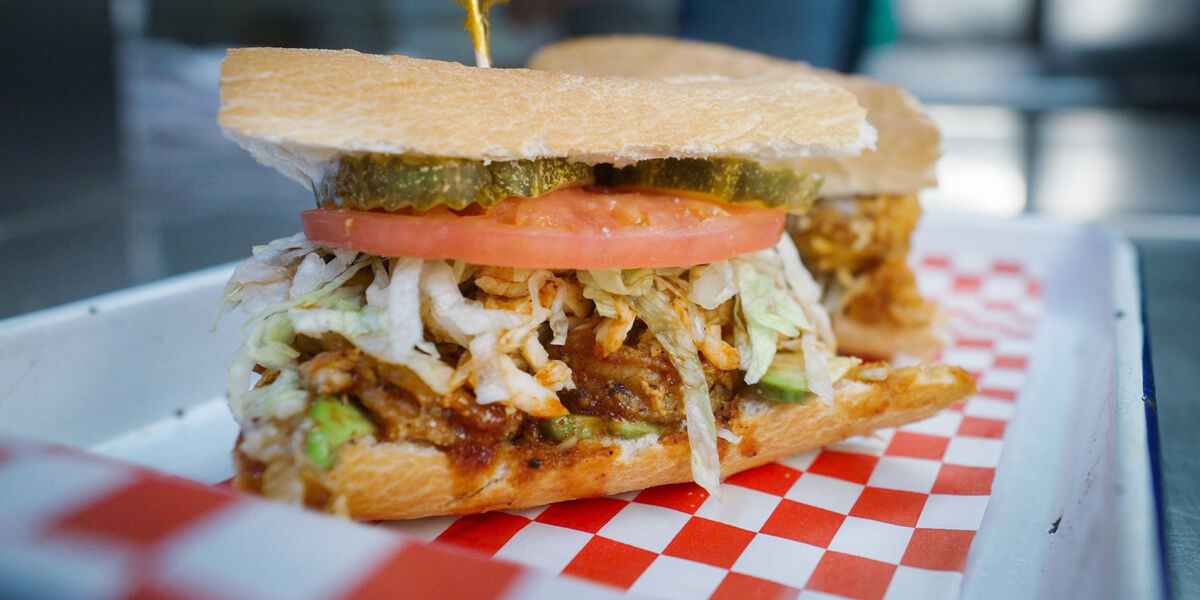 Savory fried fish po boy served in a Chicago restaurant